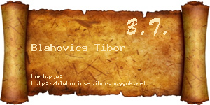 Blahovics Tibor névjegykártya